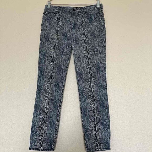 Tory Burch Blue Boa Snakeskin Print Skinny Jeans Size 30 - Picture 1 of 16